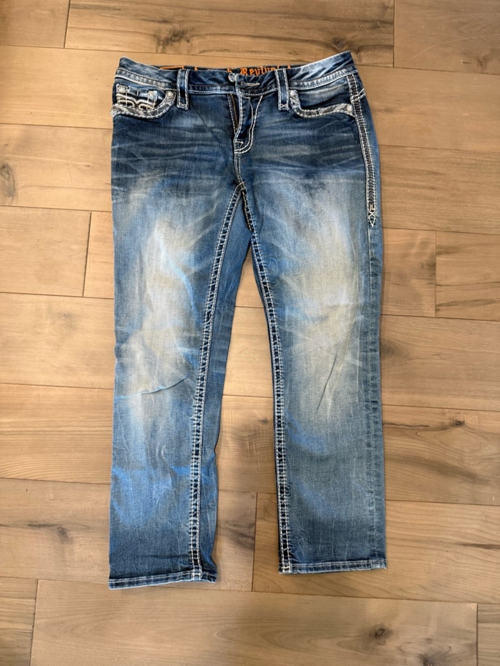Rock Revival Vintage Blue Washed Slim Straight Jeans